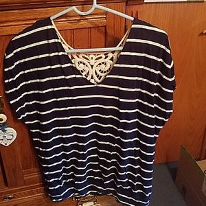 Express striped lace top